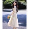 Shangjing Women's Elegant Printed Square Neck A-line Dress