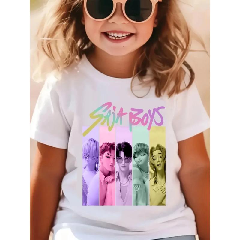 Wave demon hunter print fashionable casual round neck cartoon boy and girl cotton T-shirt