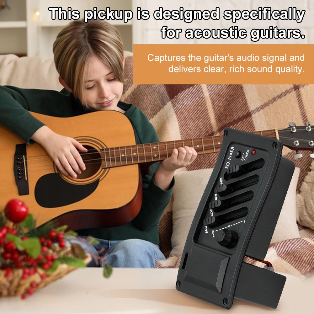 4-Band Akustikgitarren-EQ Piezo-Tonabnehmer Vorverstärker-Einheit EQ Stimmgerät Verstärker Equalizer Stimmgerät für Akustikgitarren