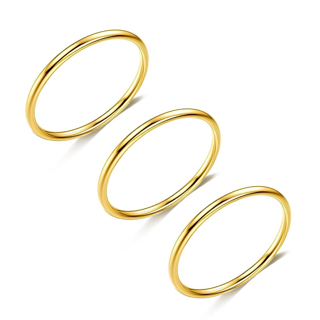 14K Ultra-Thin Polished Unisex Couple Ring with Vacuum Plating