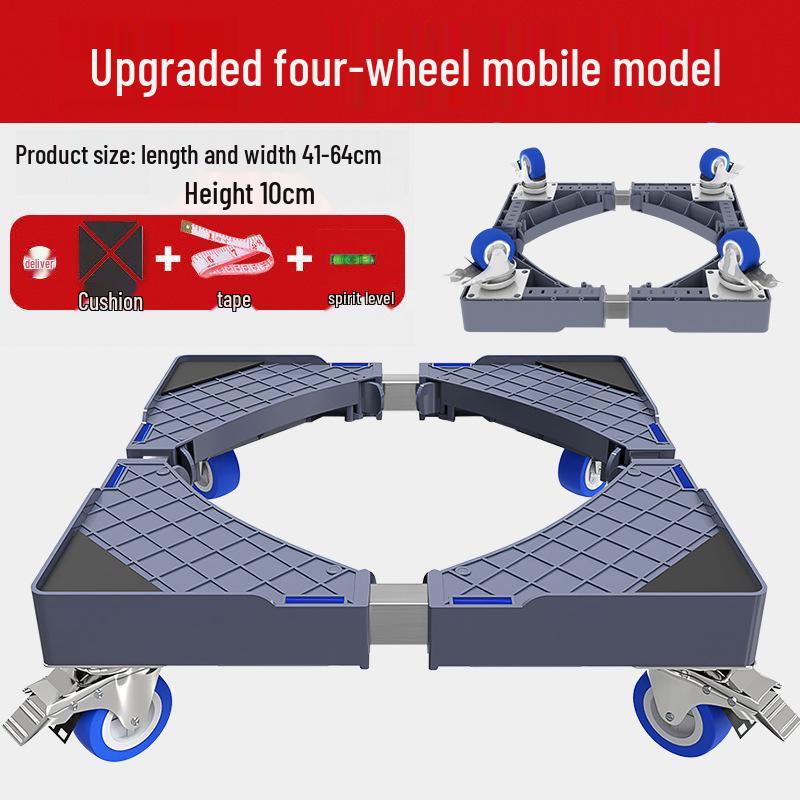 Grauer Verstellbarer Mobiler Waschmaschinenständer mit Rädern und Bremsen