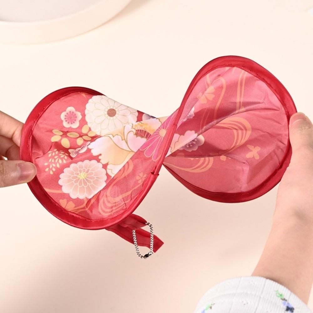 Floral Round Hand Fan Mini Pocket Cooling Fan New Handheld Folding Fan Outdoor Beach