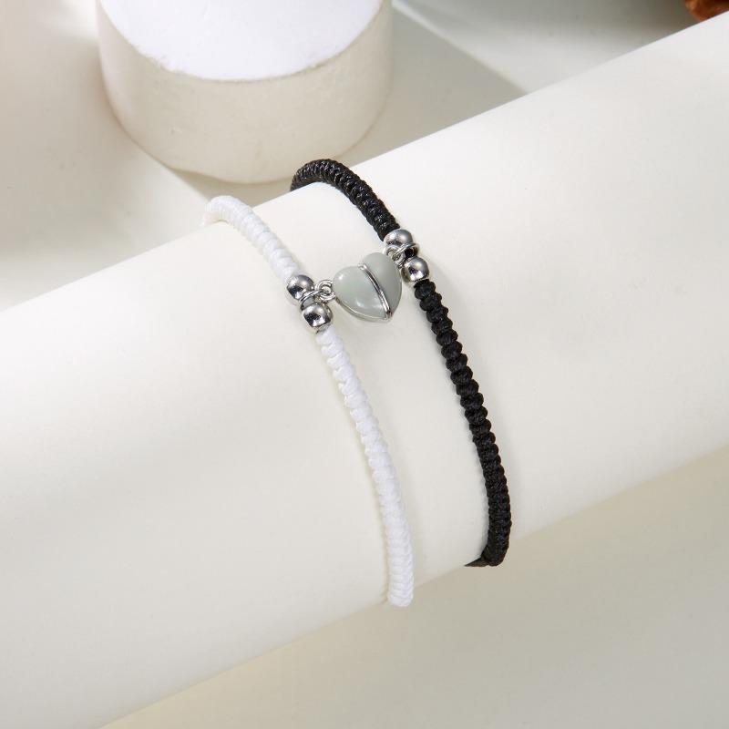 Hand Woven Luminous Heart Bracelet Set For Couple And Best Friends Gift Jewelry