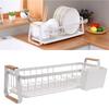 Dish Rack and Drain Board Kitchen Plate Cup Dish Drying Rack Tray Cutlery Dish Drainer with Wood Handle