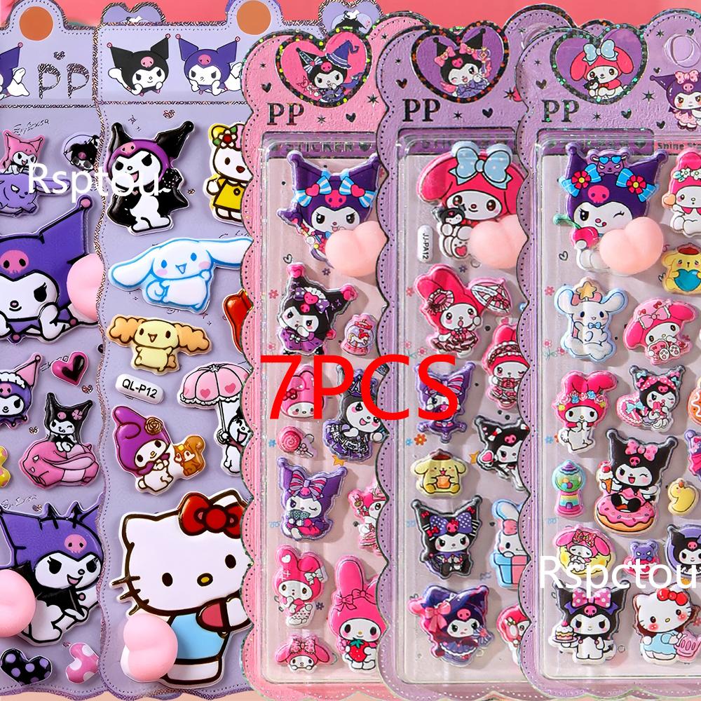 Kawaii 3D Cinnamoroll My Melody Kuromi Butt Stickers Sanrio 3D Relief Sticker Toys Cute Stress Relief Puffy Squishy Decal Gift