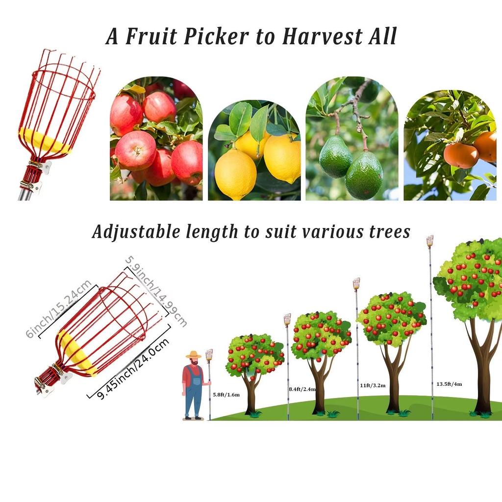 Stainless Steel High-Altitude Fruit Picking Basket Tool