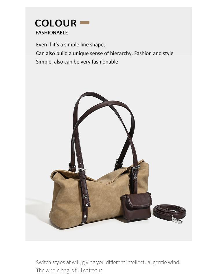 Retro Wildleder Große Kapazität Damen Schulter- und Umhängetasche - Herbst/Winter Vielseitiges Design