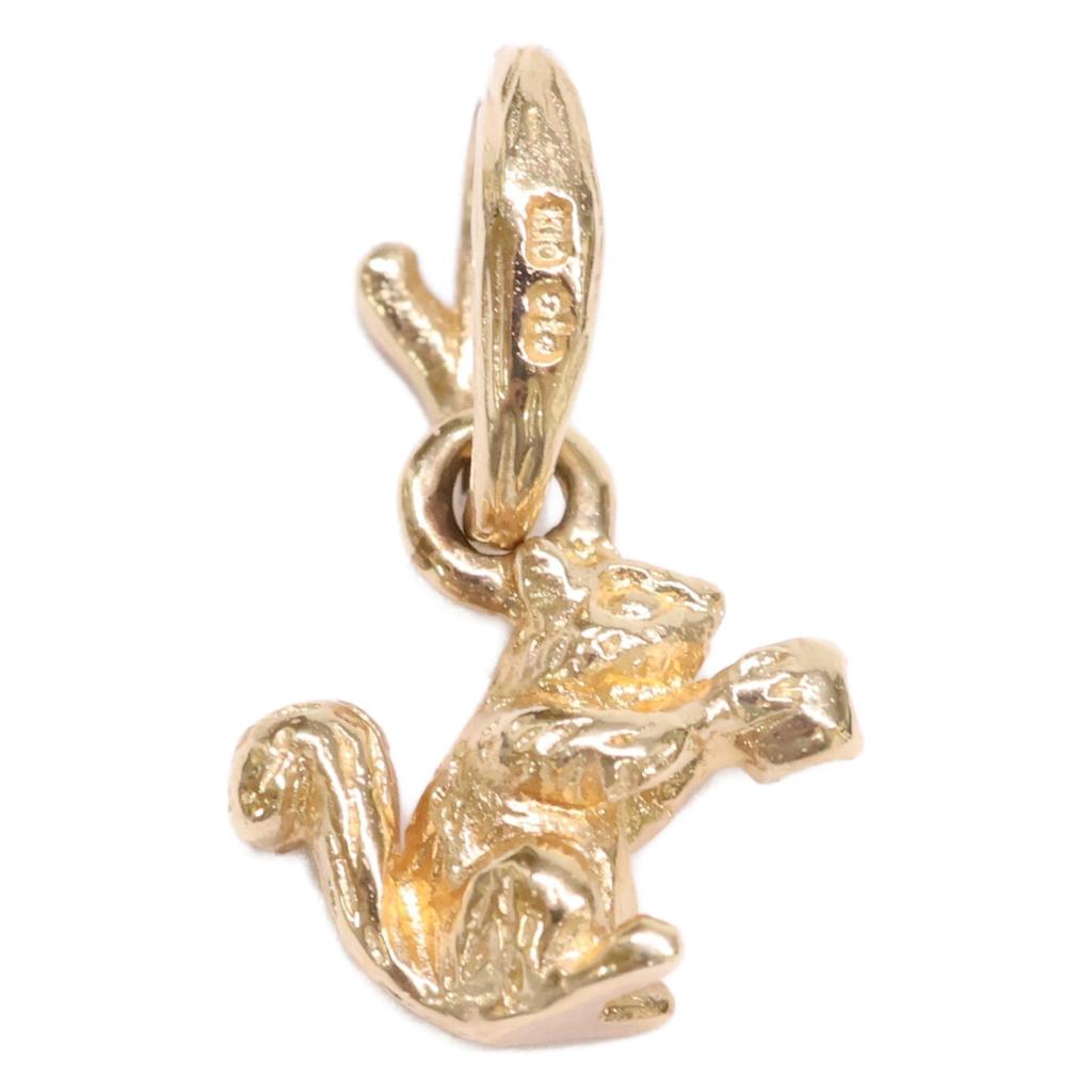 ete [Beautiful condition] K10 1P diamond squirrel motif Pendant top Yellow GoldUsed