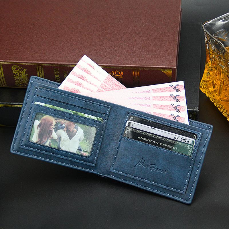Classic Men's Wallets Vintage Genuine PU Leather Wallet RFID Anti Theft Short Fold Business Card Holder Purse Wallet Man