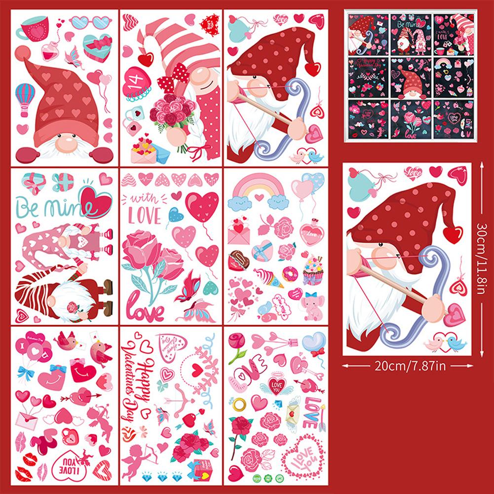 Indoor Glass Safe Heart Window Clings Valentine Stickers