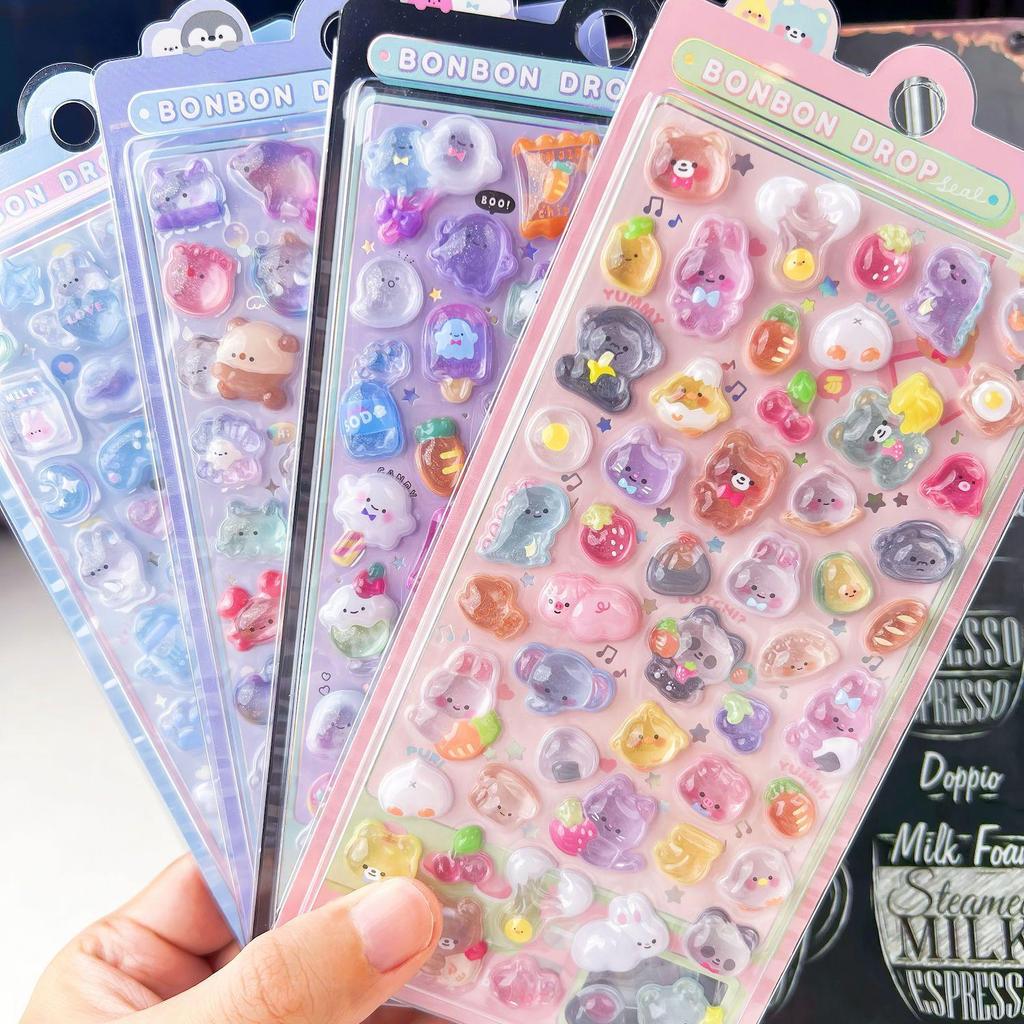 3D Crystal Diamond Cartoon Stickers for Kids - Cute, Decorative & Embossed for Girls