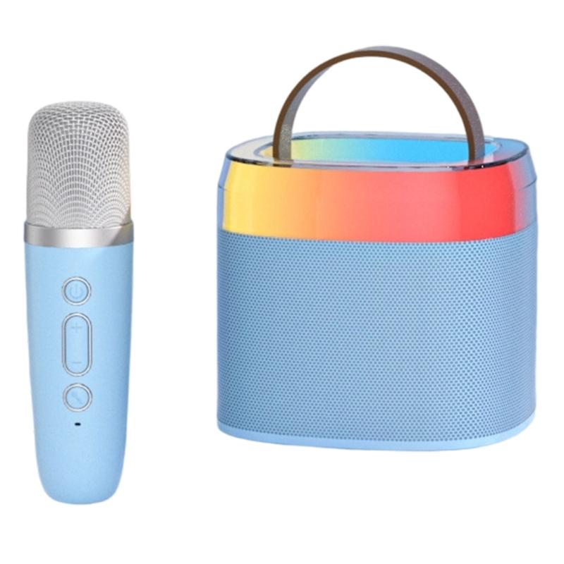 

Mini Karaoke Machine with Wireless Microphone for Kids Adults Travel Portable Bluetooth-compatible Karaoke Speaker синій