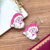Rosa Weihnachtsmann Cartoon Ohrringe - Süßer Acryl Weihnachts Schmuck für Mädchen