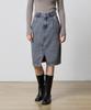 RYUL+WAI Denim Falten Vintage Midi Rock Indigo F5