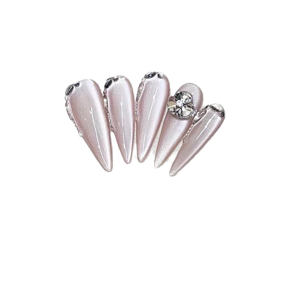 Pure Handmade Phototherapy Wearable Armor, Long Tip, Light-year Piled Diamond Finished Product Reusable Manicure Patches Can Be Detached