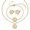 Women's Titanium Steel Jewelry Set: Crescent Moon Necklace, White Shell Earrings, and Non-Fading Bracelet.