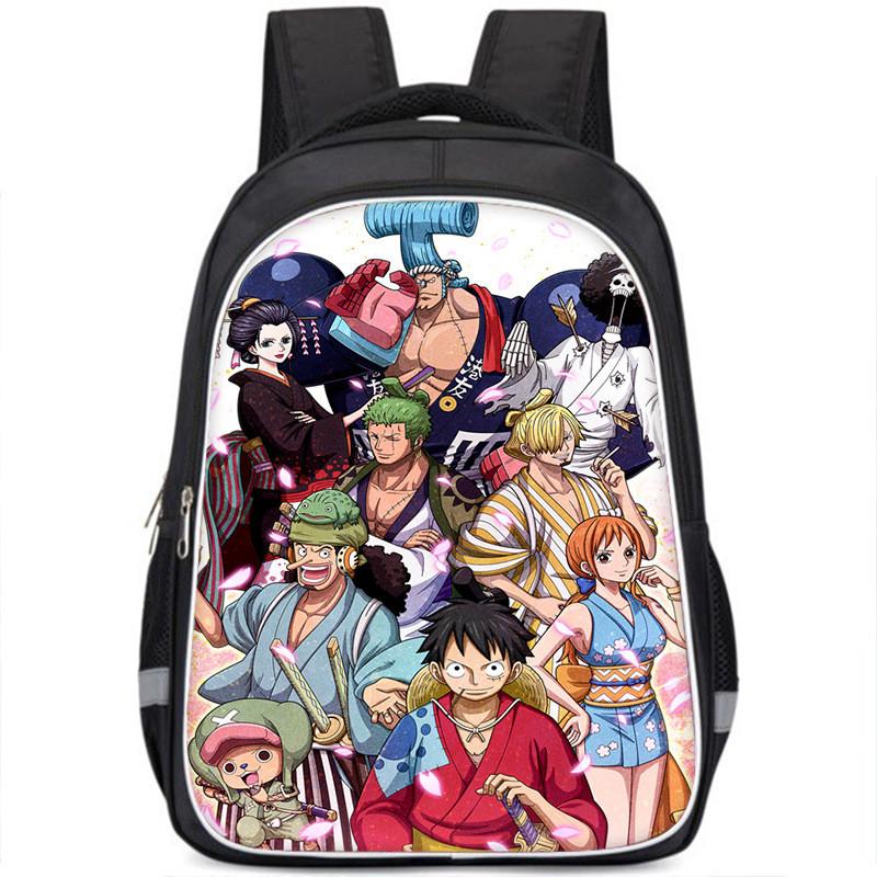 One Piece Luffy Backpack For Kids School Bag Durable Nylon Cartoon Design