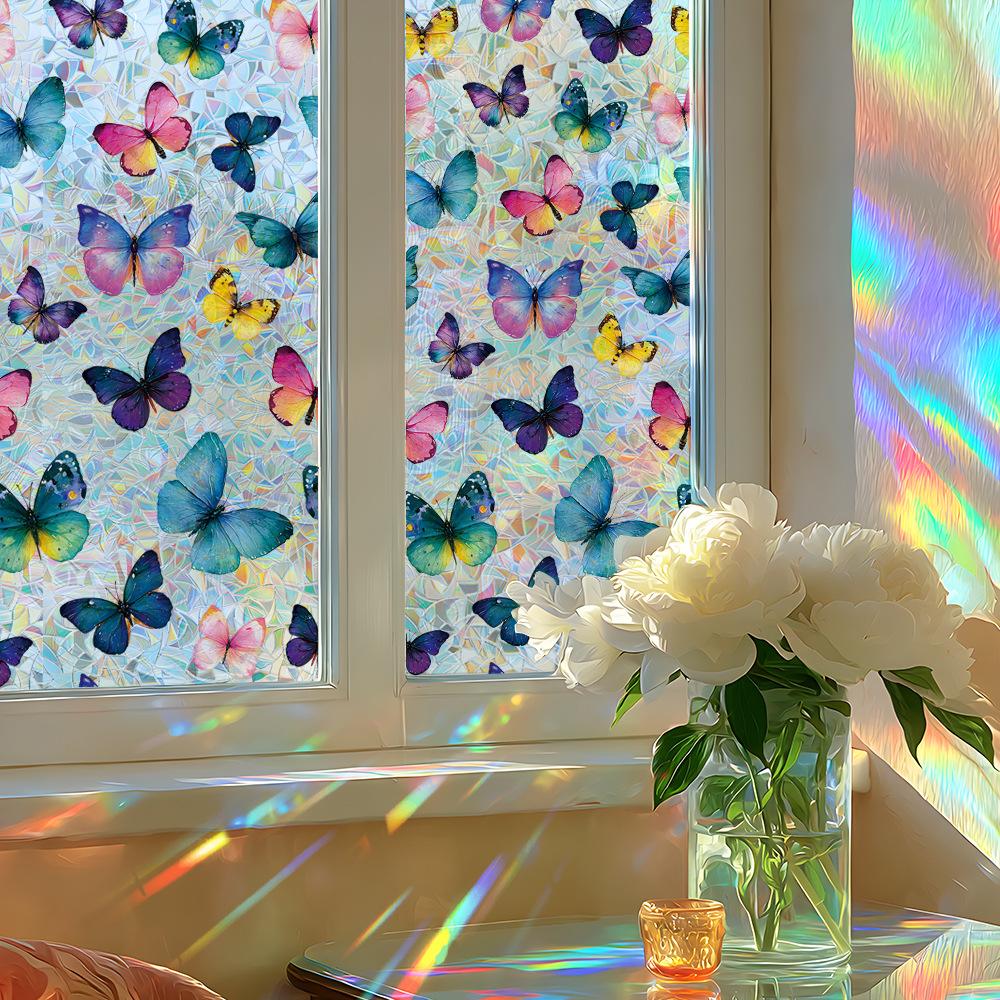 Laser-cut Iridescent Butterfly Living Room Home Décor Static Cling Window and Door Stickers