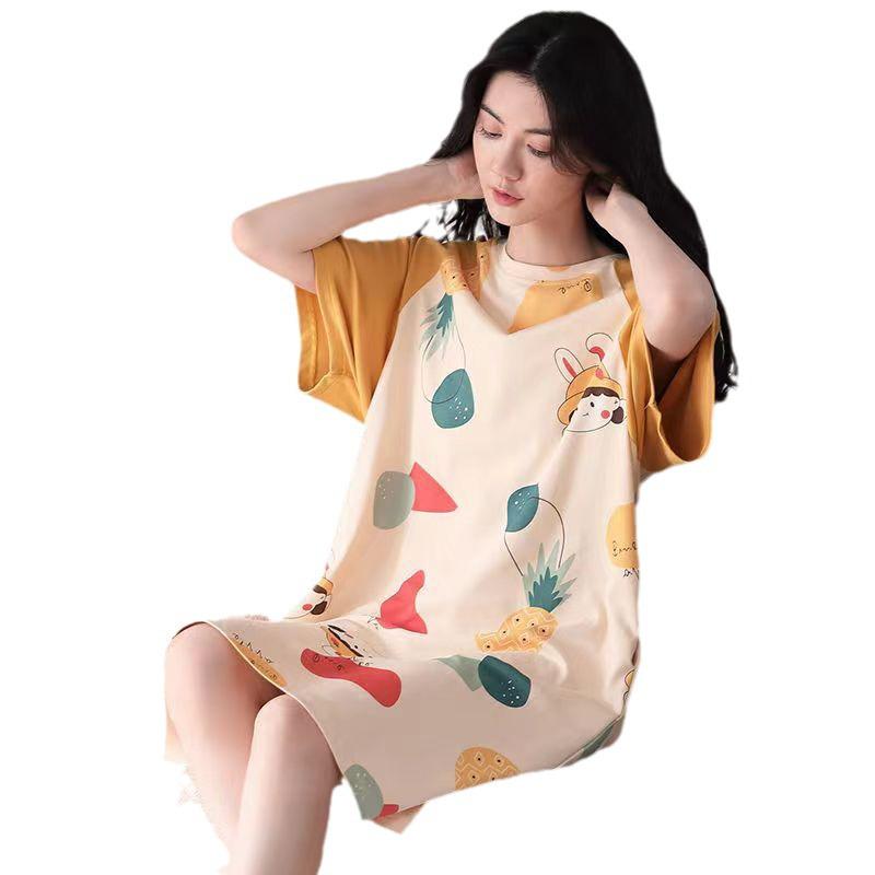 2024 Women's Summer Princess Style Pajama Nightgown - Short Sleeve, Loose Fit, Plus Size