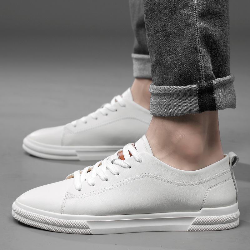 

Invisible inner heightening trend board shoes Japanese white shoes men s low-top lace-up anti-suede fashion business casual men s shoes 38