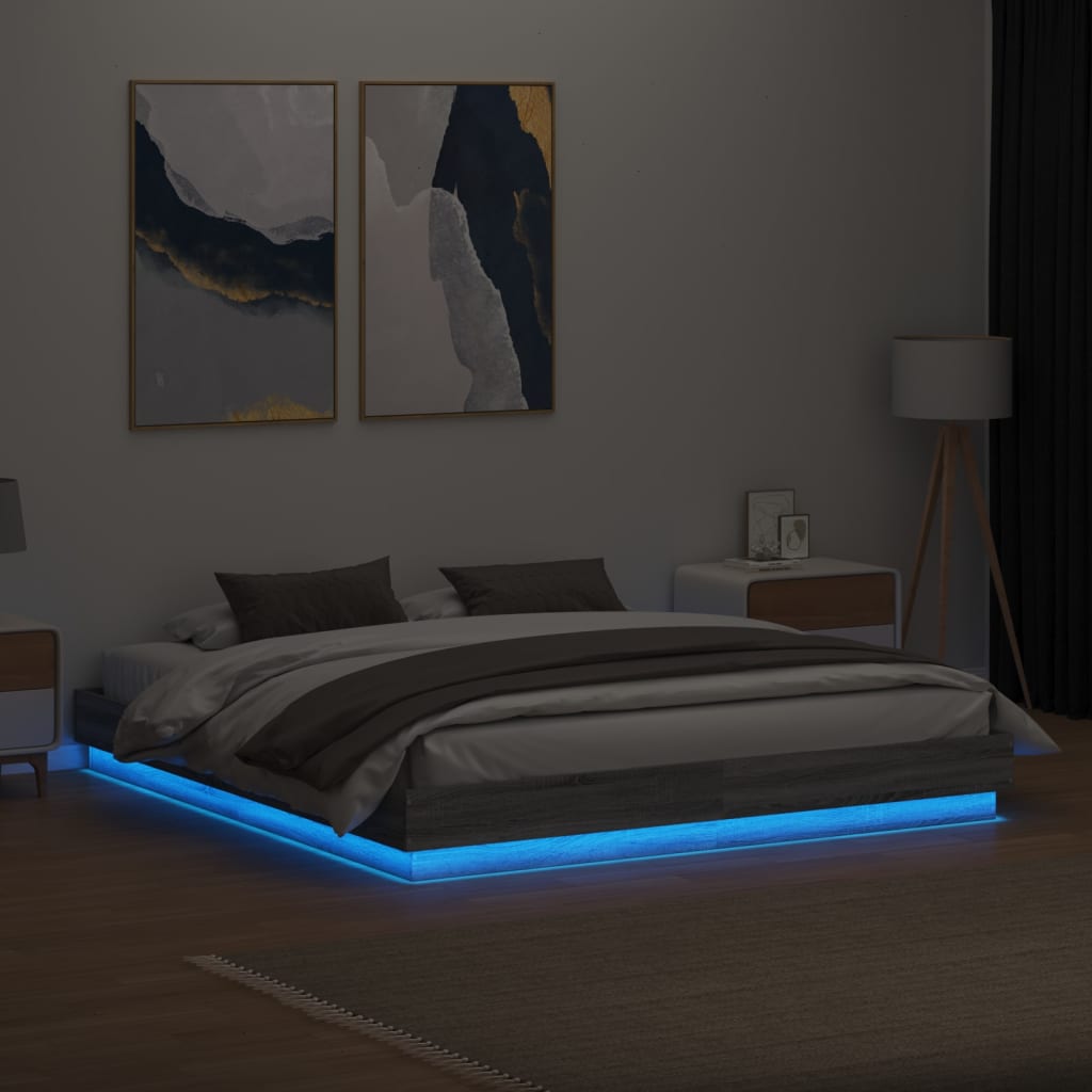 LED Bed Frame in Grey Sonoma 180x200 cm