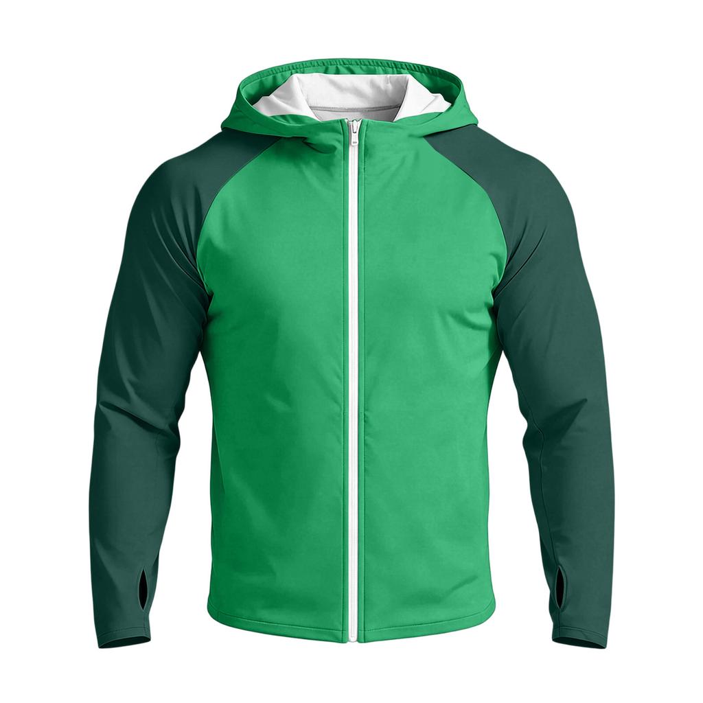 Men's Casual Raglan Sleeve Hooded Long Sleeve Sun Protection Jacket Lightweight Zip Up Outdoor Sportswear for Daily Wear
