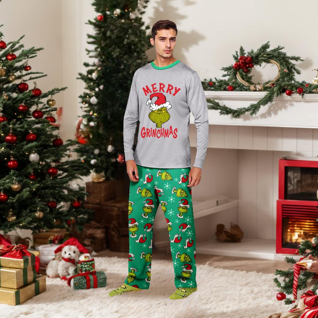 Parent-child Christmas Print Home Suit Long-sleeved Top And Pants
