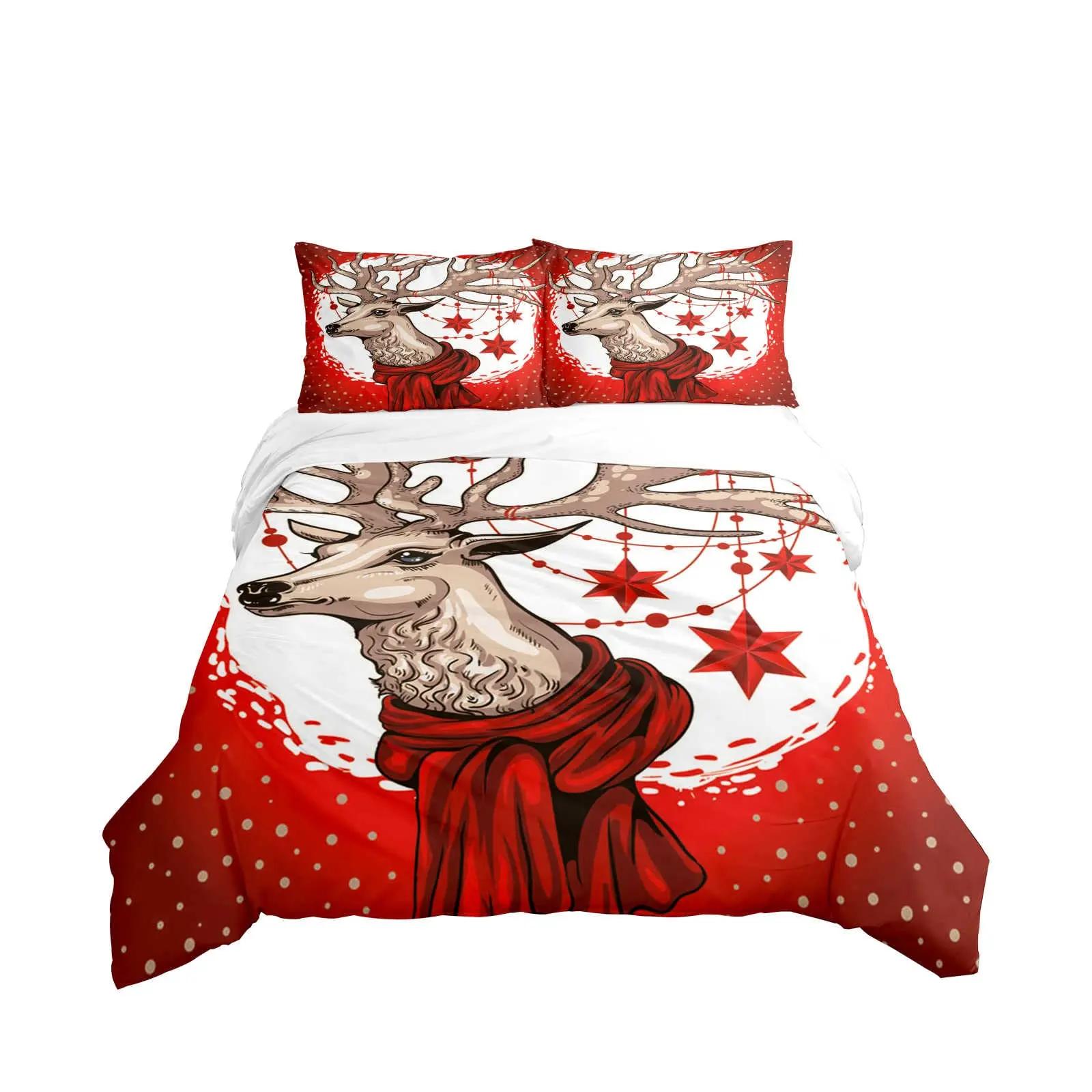 

Vichone Antler Wildlife Der Soft Duvet Cover for Tens Boy Girl Gift Bedrom Decoration Colour Elk Mery Christmas Theme Quen Sized Dimensions 100*200cm Single