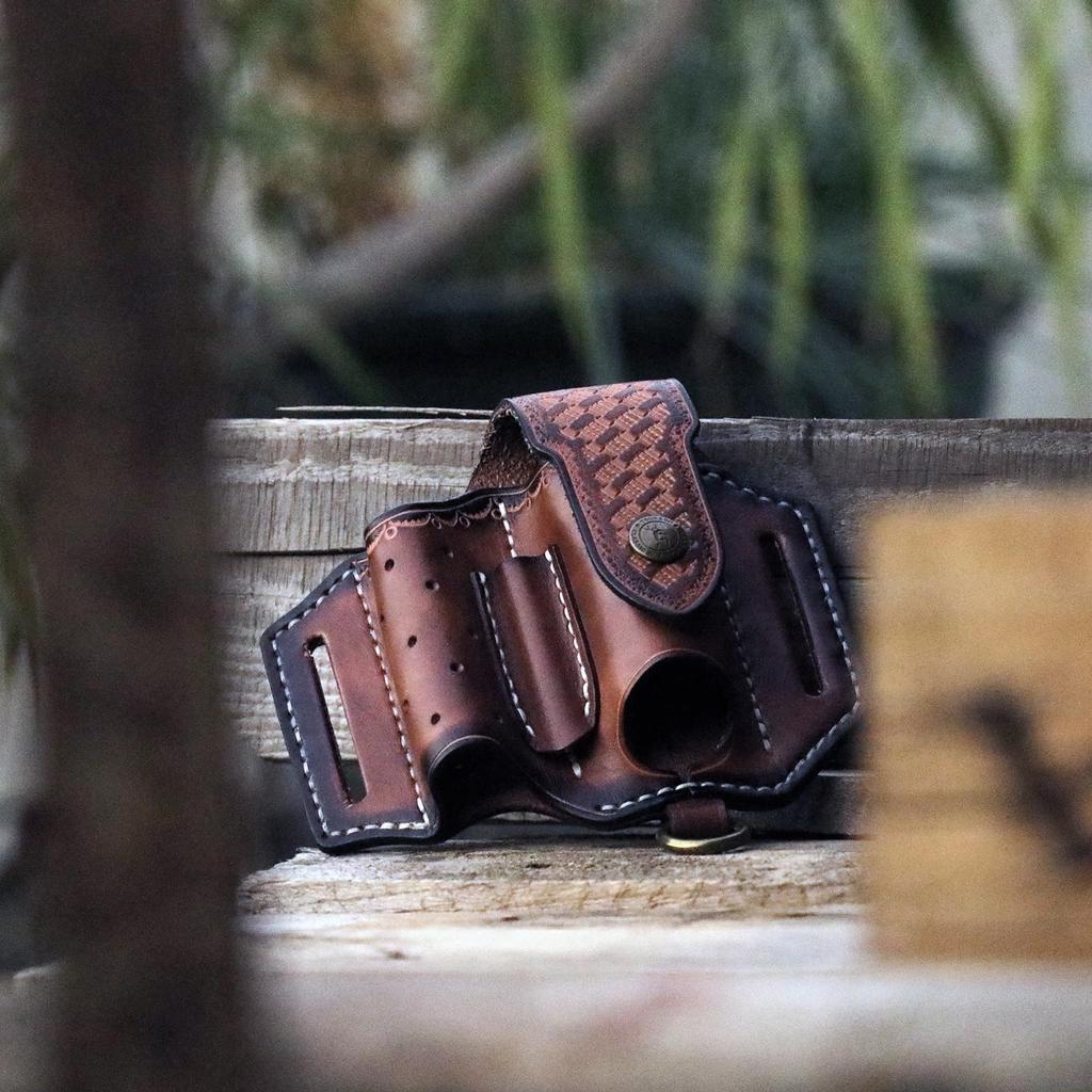 TOURBON Leather Holder for EDC Pocket Organizer with Leather Tool Sheath Men's Multi-Tool Belts,