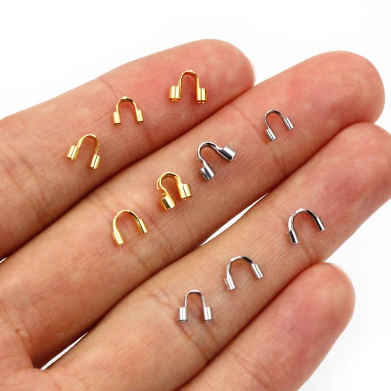 50pcs Stainless Steel Gold Color Wire Protectors Guard Guardian Protectors Loops U Shape Clasps Connector For Jewelry Making