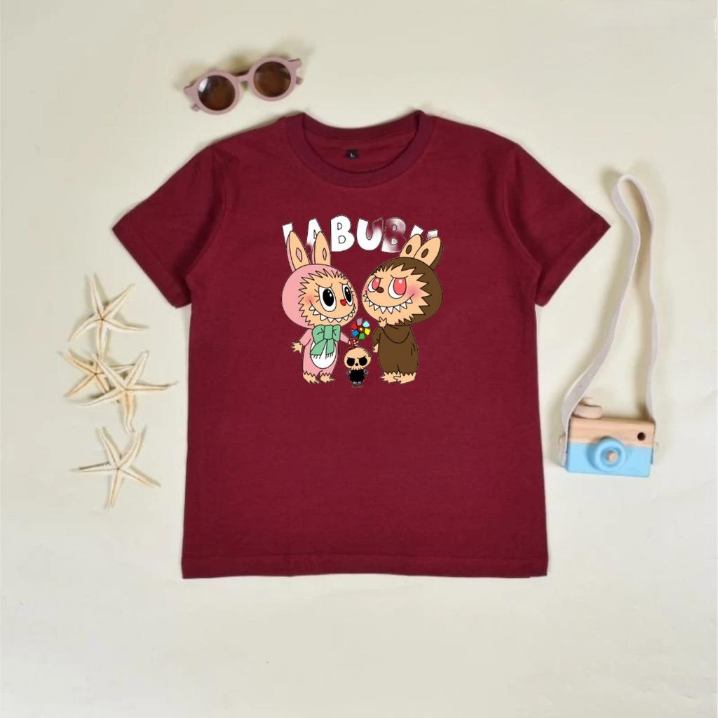 2025 Popular Children's Clothing Short Sleeved LABUBU Cute Round Neck T-shirt Cartoon Style Girl's Top