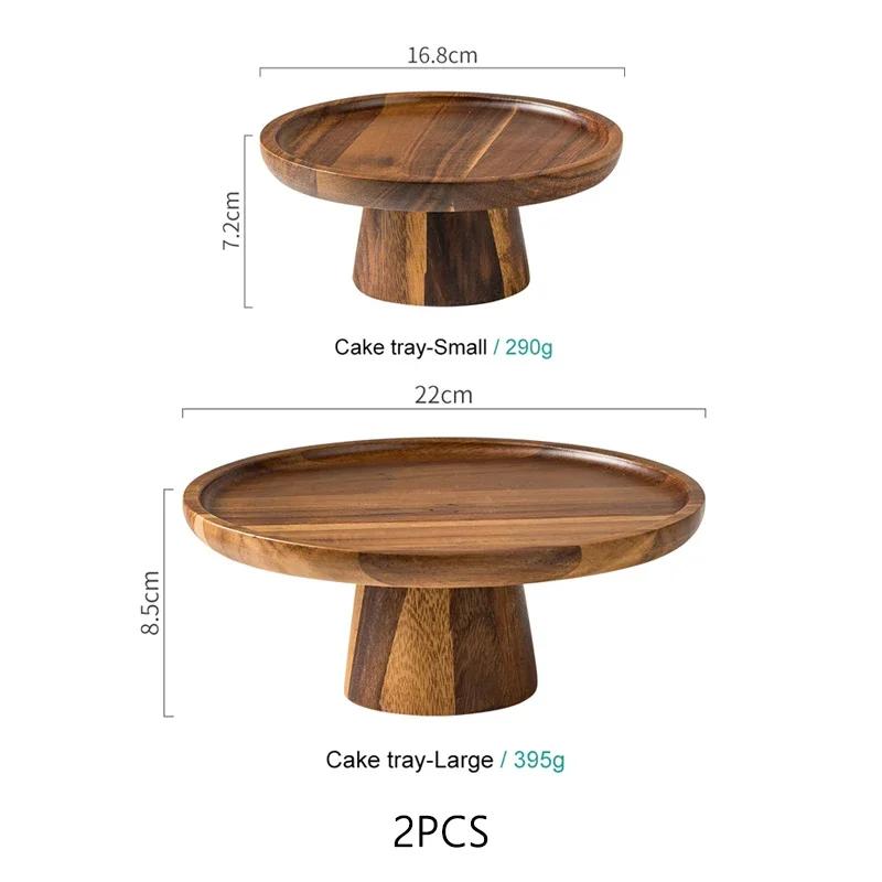 Japanese Style Wooden Cake Plate Creative Food Serving Trays Acacia Wood Decoration Tea Plate Dessert Table Display Stand