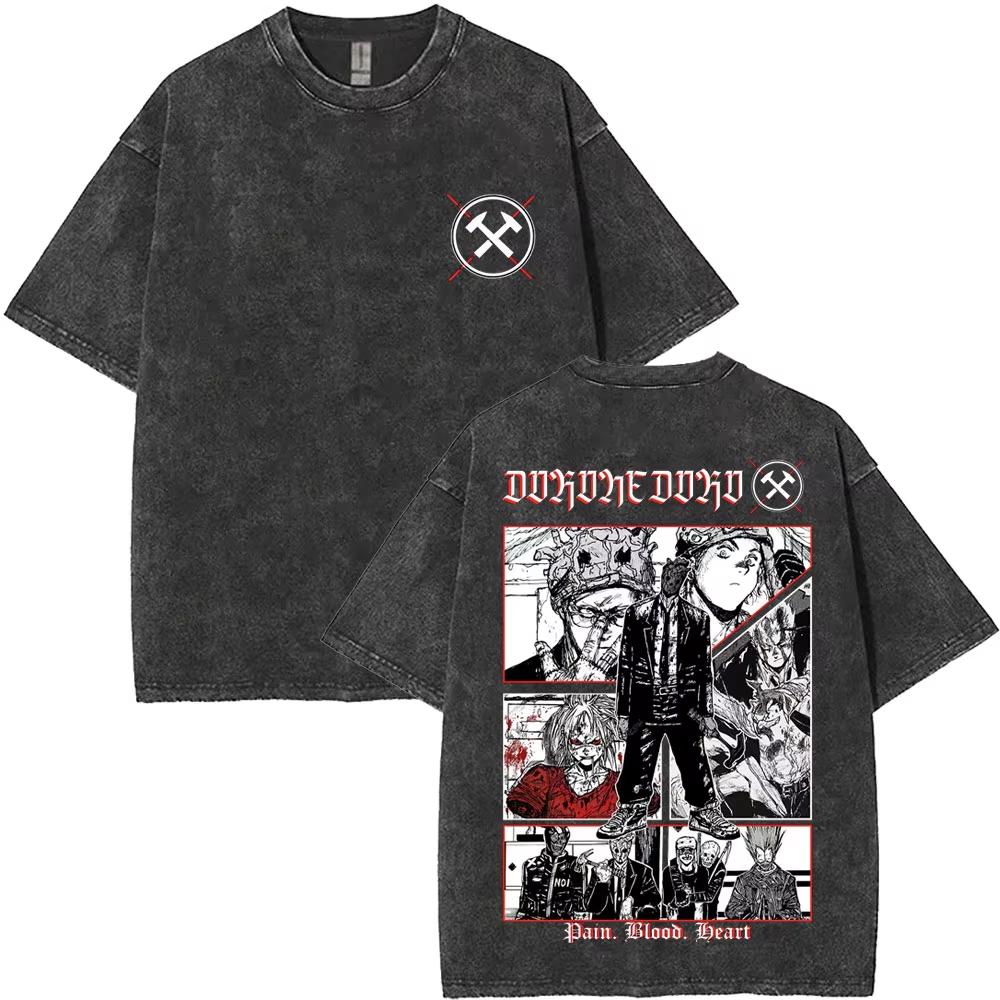 Summer Hot Sale Anime Dorohedoro Kaiman Washed Vintage T Shirt Y2k Gothic Manga Rock Tshirt Men Women Hip Hop Oversized Tshirt