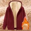 Women's Fashion Fleece-Lined Thermal Top Solid Color Hoodie Jacket With Pockets