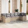 VidaXL 7-Piece Garden Sofa Set with Cushions Poly Rattan Beige 3346190