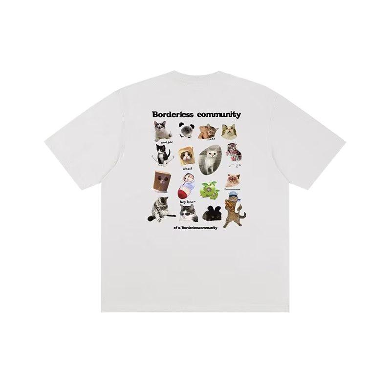 Damen Sommer T-Shirt mit Graffiti-Print im Distressed-Look - Locker geschnitten, kurzärmlig, High-Street-Stil