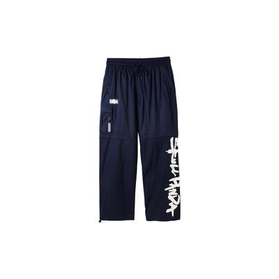 X Pop Mart Collaboration Skullpanda Loose Fit Drawstring Mid Rise Straight Leg Cargo Pants Unisex Pants Blue 534708-06