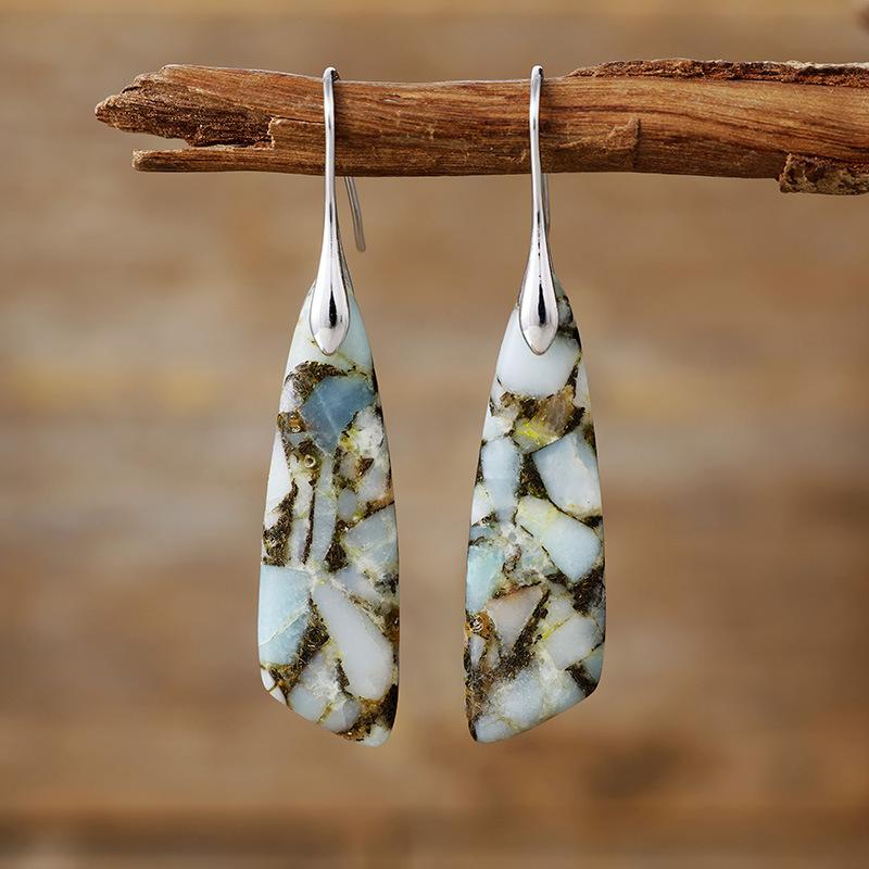 Luxury New Bohemian Emperor Stone Geometric Pendant Earrings Earrings European and American Popular Natural Stone Jewelry