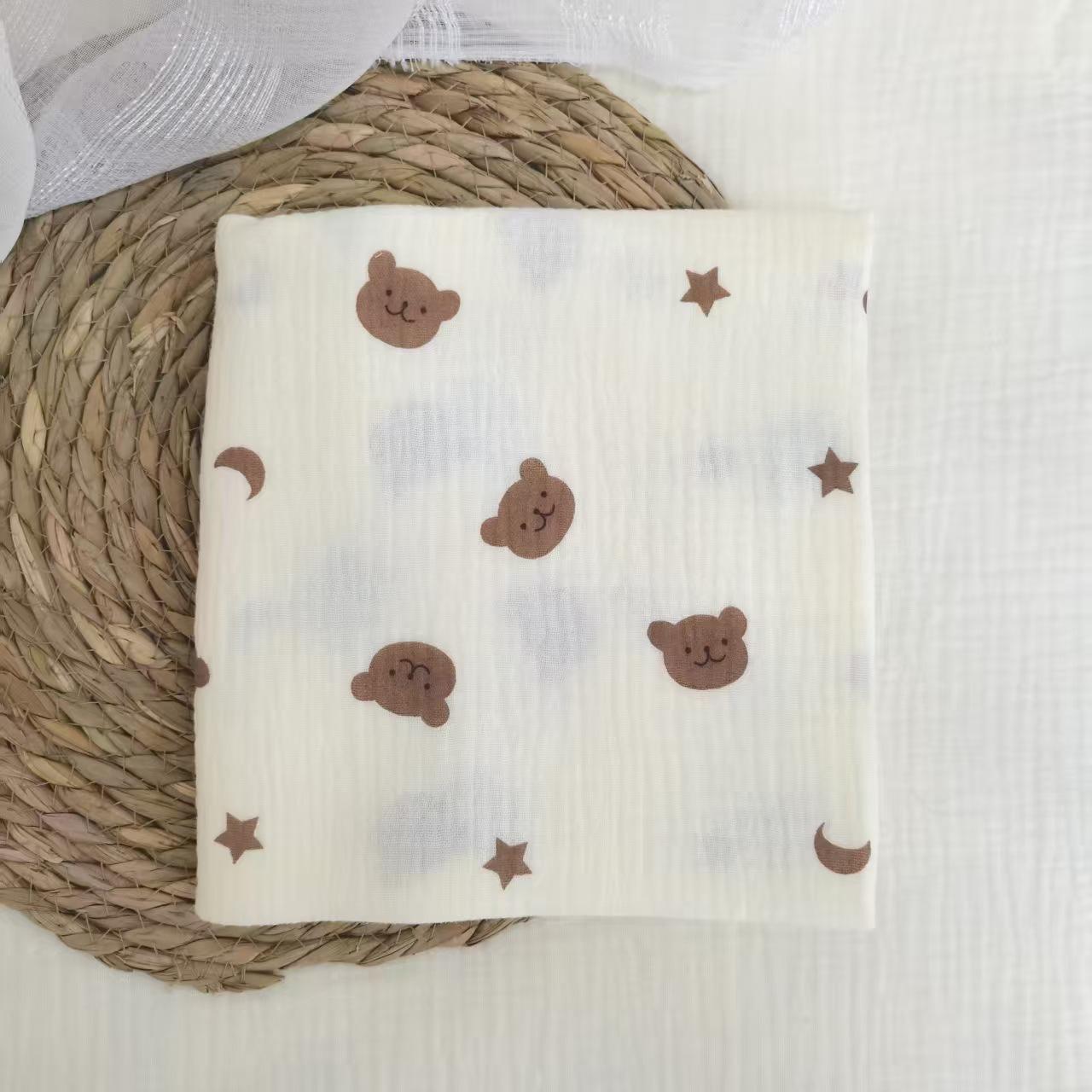 

Муслиновая пеленка для новорожденного с мультяшным принтом, двухслойная, жатая 80*80cm (Individual Package)