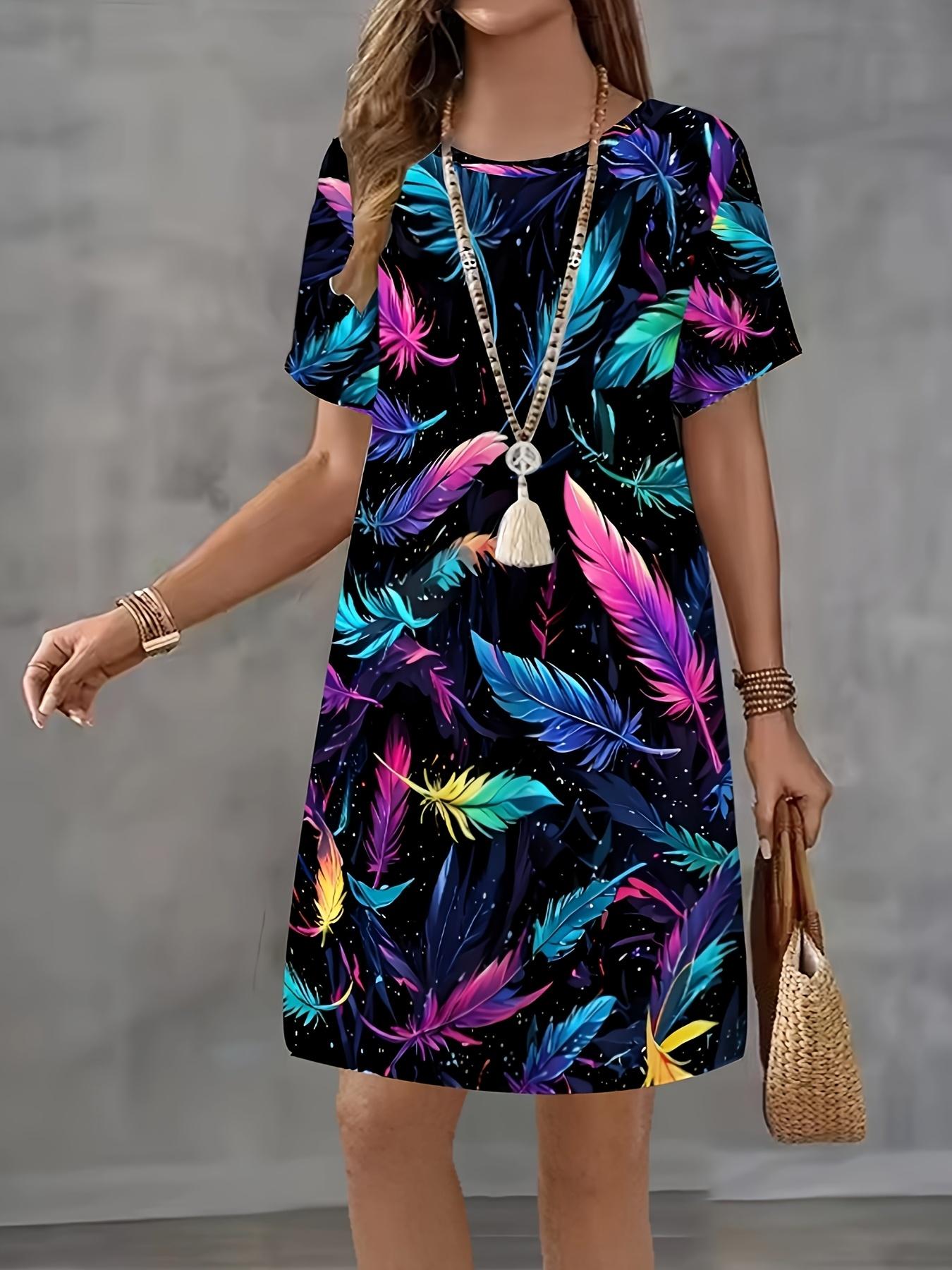 

Fashionable Women S Casual Short-Sleeve Loose Dress with a Gradient 3D Print 9XL дубильная кора