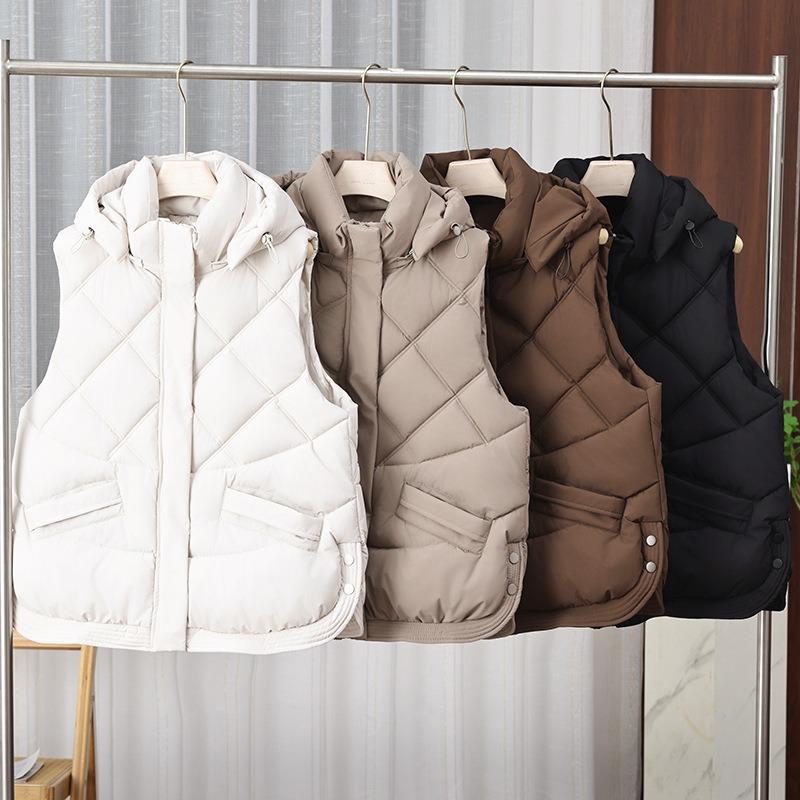Winter new hooded with thickened loose coat women's short cotton vest jacket