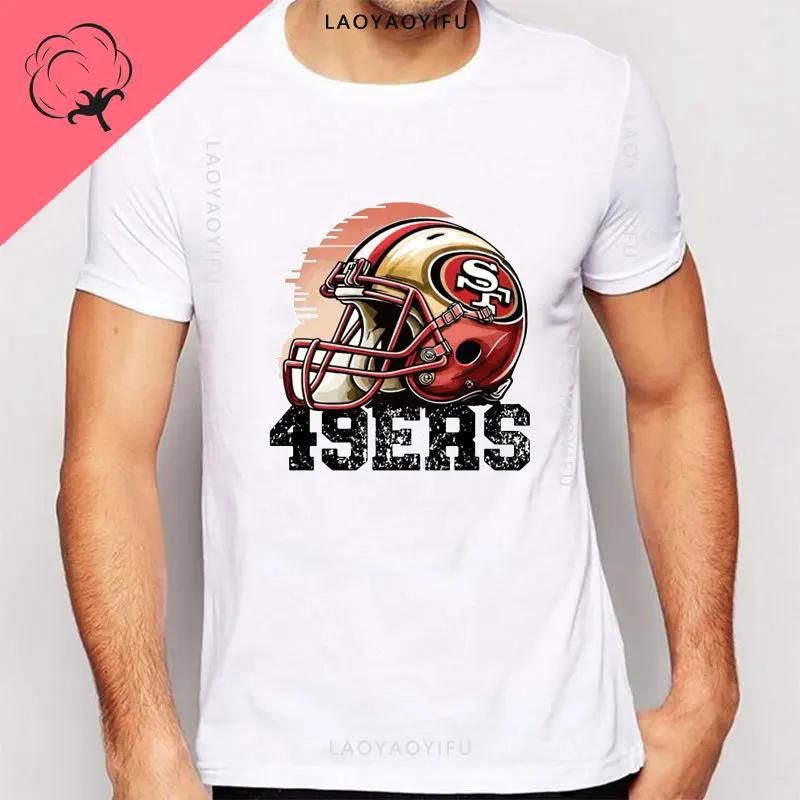 San Franciscos Tee Tops San Franciscos 49ers Logo Streetwear Cotton Unisex Man T-shirt