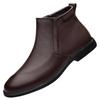 Autumn and winter men's shoes round head casual shoes business leather shoes men's first layer cowhide foot cover winter velvet snow boots men