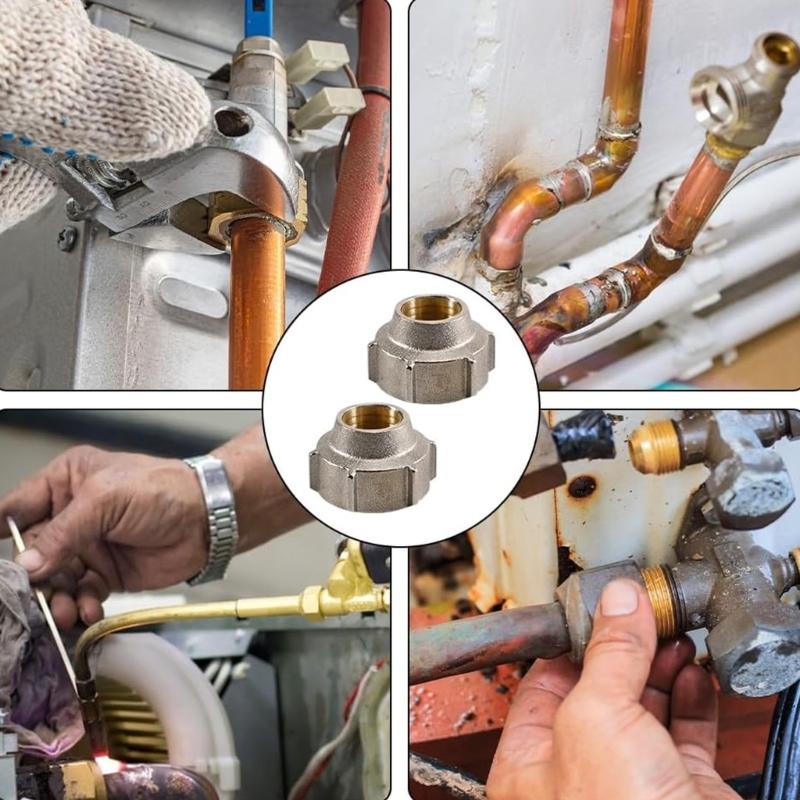 2Pcs 15mmx3/4inch Brass Pipe Connection Nut Pipe Fitting Hose Adapter Heating System Compression Fitting Enduring