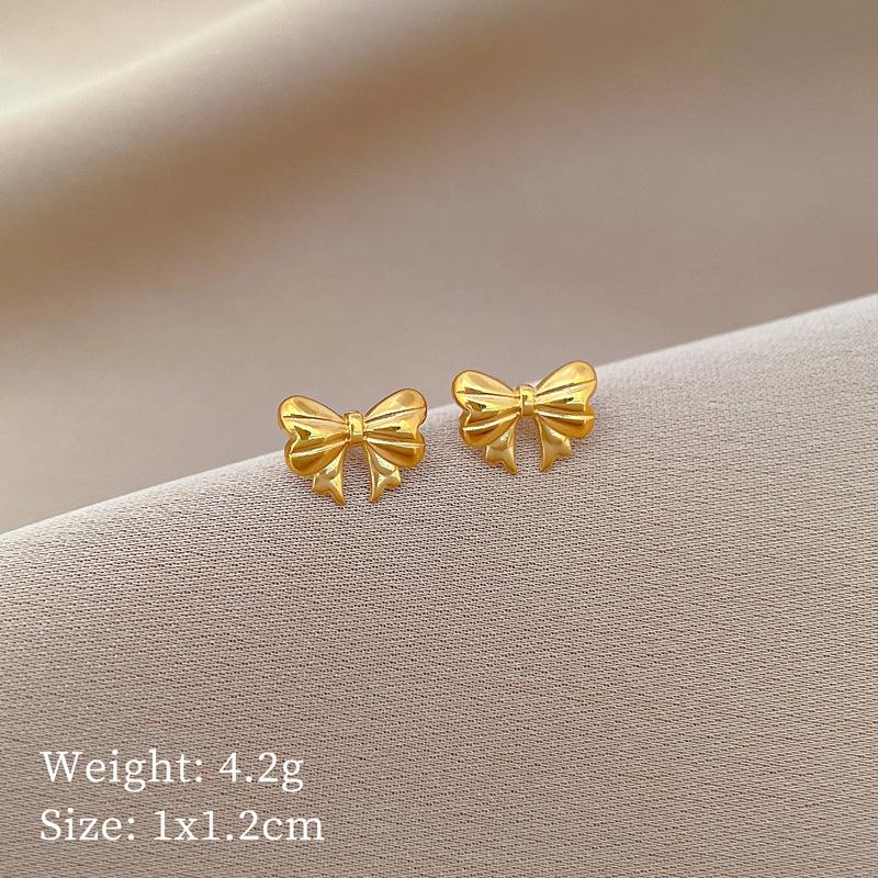 Bow Pattern Minimalist Style Stud Earrings Cold Men'S And Women'S Earrings Personality Temperament Banquet Earrings