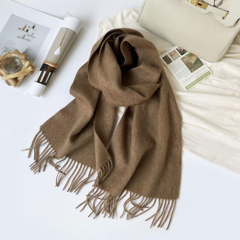 Women S Thick Warm Wool Scarf With Printed Logo For Winter Fashion
