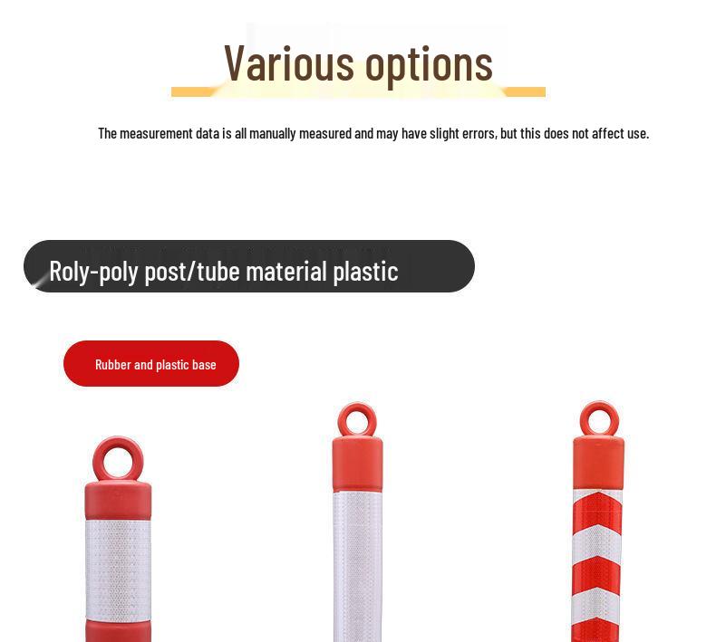 80cm Reflective Tumbler Warning Post - Removable Road Barrier Guardrail & Anti-collision Post