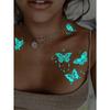1 Sheets Luminous Glow In The Dark Body Art Temporary Tattoo Stickers, Moon Butterfly Botanical Pattern, Waterproof Fake Tattoo Sticker