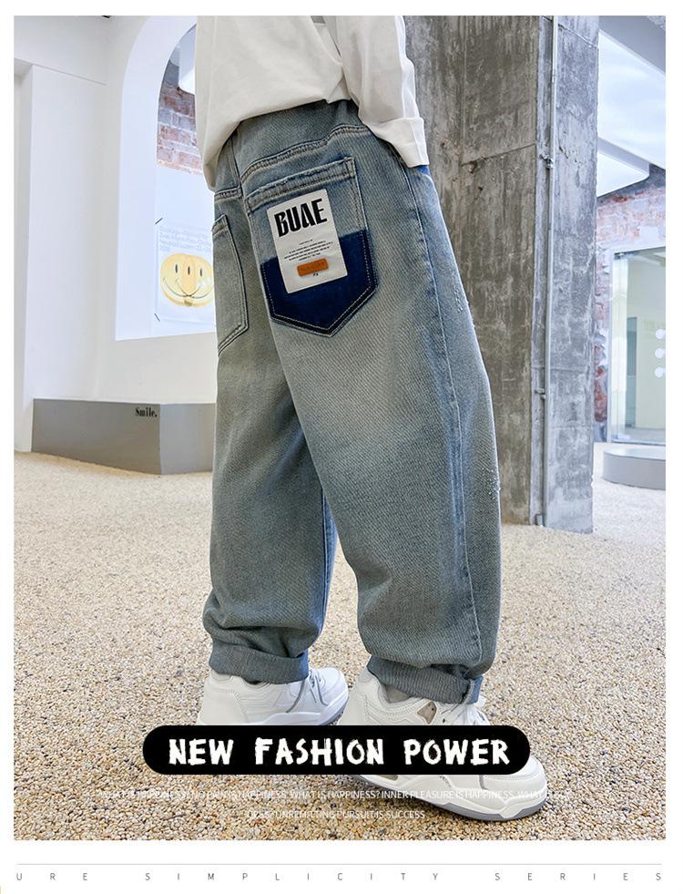Boys' Cool Soft Denim Jeans: Stylish, Loose-Fit Sporty Trousers for Autumn 2025