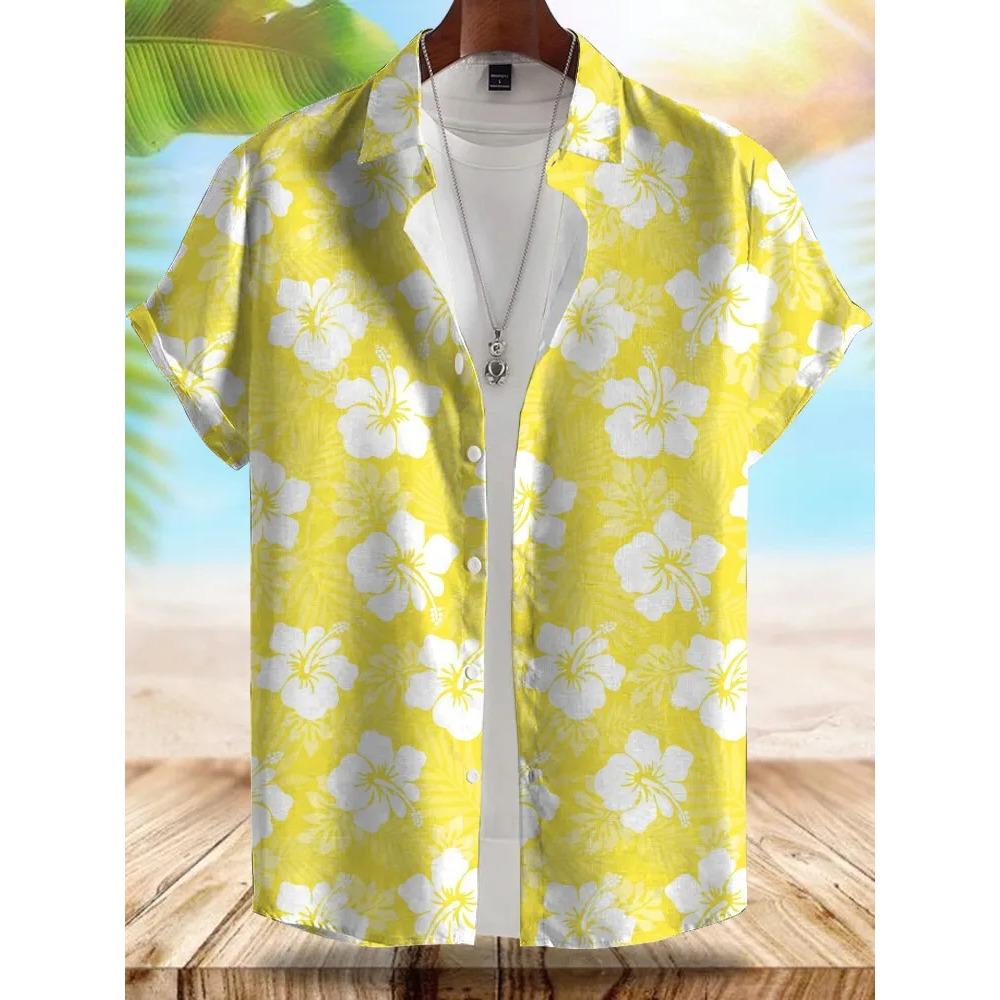 Seaside Hawaiian Style Men's Shirt Summer Vacation Casual Men's Short-sleeved Shirt Outdoor Beach Loose Comfortable Men's Shirt